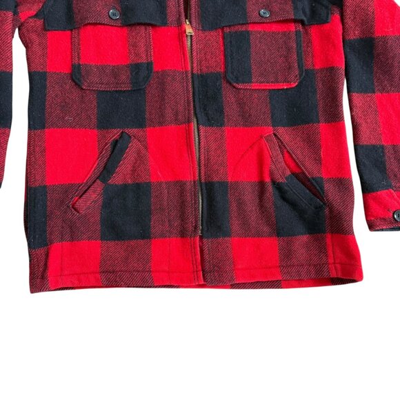 Vintage Woolrich Lumberjack Jacket Mens M Mackinaw Red Black Check Wool Blend - Picture 2 of 4